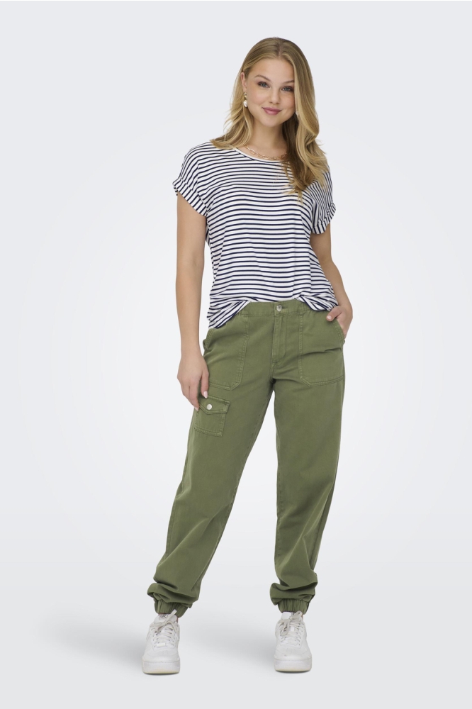 ONLMOSTER STRIPE S/S O-NECK TOP JRS 15206243 CLOUD DANCER
